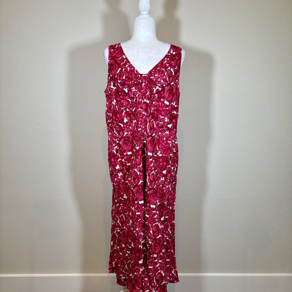 EAST Floral Linen A-Line Midi Dress Size 16